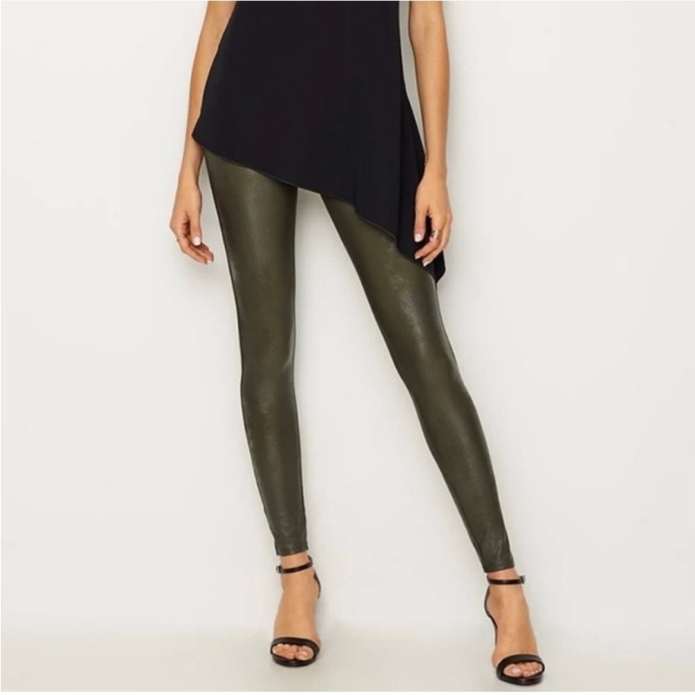 Spanx Faux Leather Leggings in Color Olive